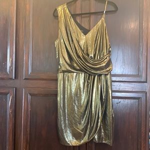 STUNNING gold lame mini dress